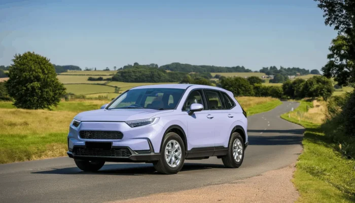 Light purple honda sitting on a country lane in the United Kingdom