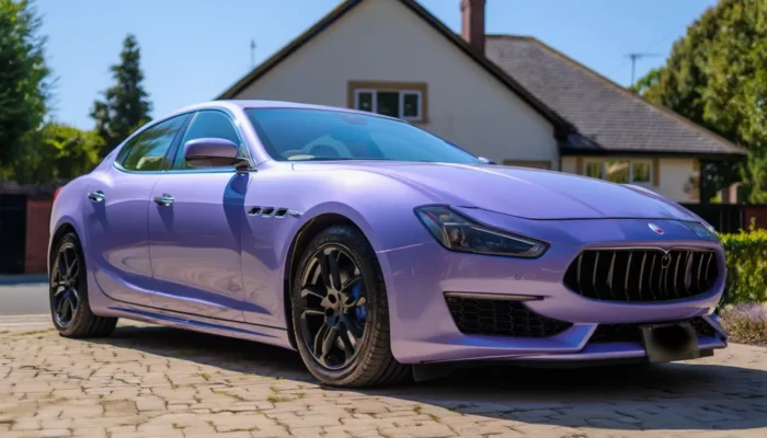 Maserati car parked in front of a house in the united kingdom